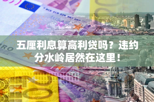 武汉五厘利息算高利贷吗？违约分水岭居然在这里！
